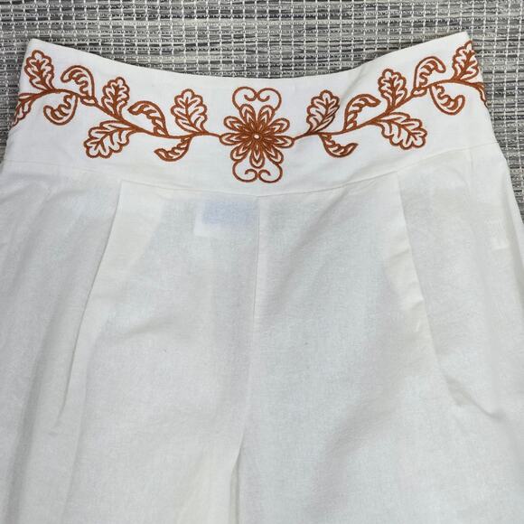 Modamalfi Wide Leg Palazzo Pants Womens Elastic Waist Band Embroidered Boho NEW - Picture 7 of 15